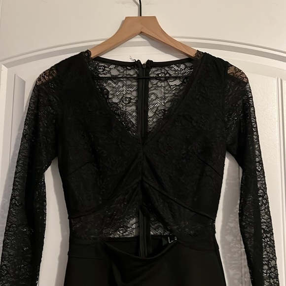 Lulus Late Night Look Black Lace Long Sleeve Cutout Bodycon Mini Dress - Picture 2 of 6